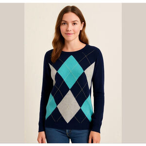 APT 9. Vintage 90’s Y2K Cashmere Sweater Preppy Schoolgirl Sweater Geometric